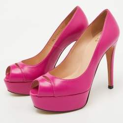 Stuart Weitzman Pink Leather Peep Toe Platform Pumps Size 36