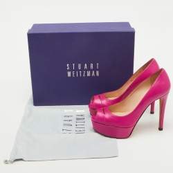 Stuart Weitzman Pink Leather Peep Toe Platform Pumps Size 36