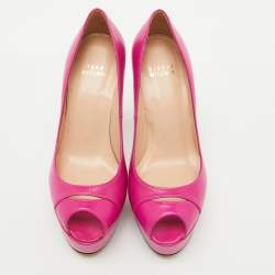 Stuart Weitzman Pink Leather Peep Toe Platform Pumps Size 36