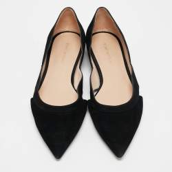 Stuart Weitzman Black Suede ​Emilia Pointed Toe Ballet Flats Size 39.5