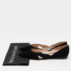 Stuart Weitzman Black Suede ​Emilia Pointed Toe Ballet Flats Size 39.5