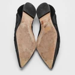 Stuart Weitzman Black Embroidered Mesh and Suede Pointed Toe Ballet Flats Size 39.5