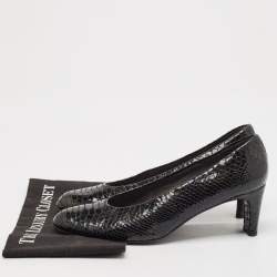 Stuart Weitzman Black Croc Embossed Patent Leather Pumps Size 41