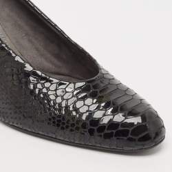 Stuart Weitzman Black Croc Embossed Patent Leather Pumps Size 41