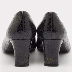 Stuart Weitzman Black Croc Embossed Patent Leather Pumps Size 41
