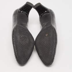 Stuart Weitzman Black Croc Embossed Patent Leather Pumps Size 41