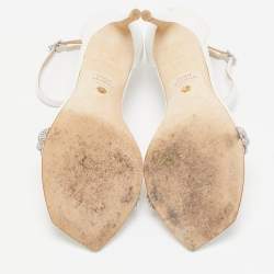 مملوكة مسبقًا Stuart Weitzman White Leather Nudistcurve Sandals Size 39.5