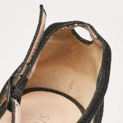 Stuart Weitzman Black Textured Suede Ankle Strap Open Toe Sandals Size 38