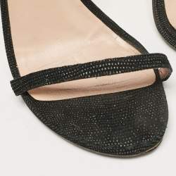 Stuart Weitzman Black Textured Suede Ankle Strap Open Toe Sandals Size 38