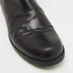 Stuart Weitzman Black Leather and Fabric Knee Length Boots Size 37.5