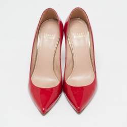 Stuart Weitzman Red Patent Leather Pointed Toe Pumps Size 37.5