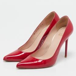 Stuart Weitzman Red Patent Leather Pointed Toe Pumps Size 37.5