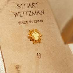 Stuart Weitzman Gold Leather Ankle Strap Platform Sandals Size 39.5