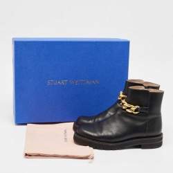 Stuart Weitzman Black Leather Chain Lift Booties Size 39