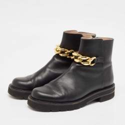 Stuart Weitzman Black Leather Chain Lift Booties Size 39