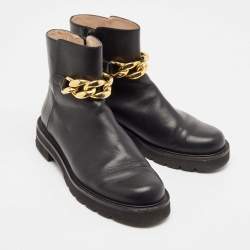 Stuart Weitzman Black Leather Chain Lift Booties Size 39