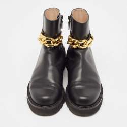 Stuart Weitzman Black Leather Chain Lift Booties Size 39