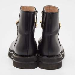 Stuart Weitzman Black Leather Chain Lift Booties Size 39