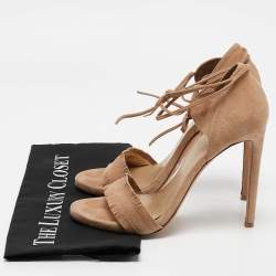 Stuart Weitzman Beige Suede Ankle Tie Up Sandals Size 38.5