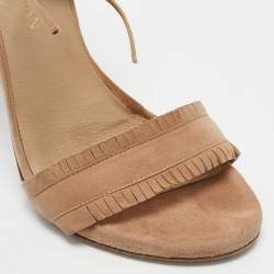 Stuart Weitzman Beige Suede Ankle Tie Up Sandals Size 38.5