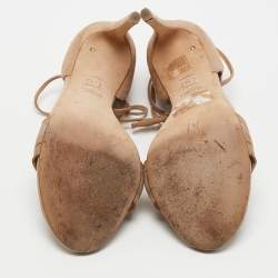 Stuart Weitzman Beige Suede Ankle Tie Up Sandals Size 38.5