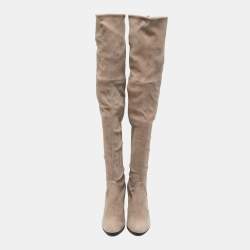 Stuart Weitzman Beige Suede Ledyland Over The Knee Boots Size 39