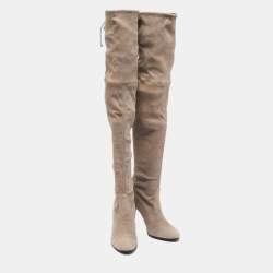 Stuart Weitzman Beige Suede Ledyland Over The Knee Boots Size 39