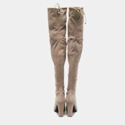Stuart Weitzman Beige Suede Ledyland Over The Knee Boots Size 39