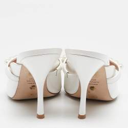 Stuart Weitzman White Patent Leather Goldie Pointed Toe Mules Size 40