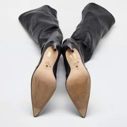 Stuart Weitzman Black Leather Pointed Toe Over The Knee Stretch Boots Size 40