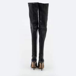 Stuart Weitzman Black Leather Pointed Toe Over The Knee Stretch Boots Size 40