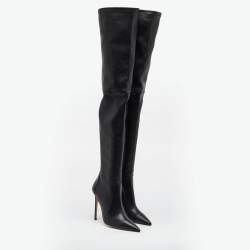Stuart Weitzman Black Leather Pointed Toe Over The Knee Stretch Boots Size 40