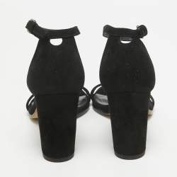 Stuart Weitzman Black Suede Bambina Ankle Strap Sandals Size 36