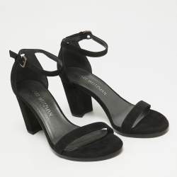 Stuart Weitzman Black Suede Bambina Ankle Strap Sandals Size 36