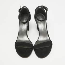 Stuart Weitzman Black Suede Bambina Ankle Strap Sandals Size 36