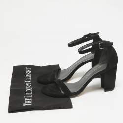 Stuart Weitzman Black Suede Bambina Ankle Strap Sandals Size 36