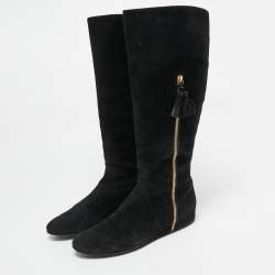 Stuart Weitzman Black Suede Knee Length Boots Size 39