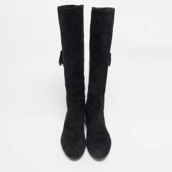 Stuart Weitzman Black Suede Knee Length Boots Size 39