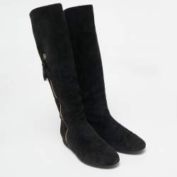 Stuart Weitzman Black Suede Knee Length Boots Size 39