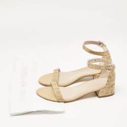 مملوكة مسبقًا Stuart Weitzman Beige Cork and Leather Ankle Strap Sandals Size 37.5
