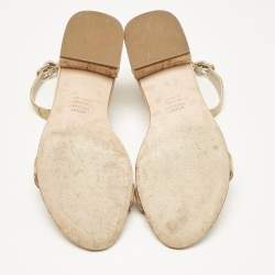 مملوكة مسبقًا Stuart Weitzman Beige Cork and Leather Ankle Strap Sandals Size 37.5