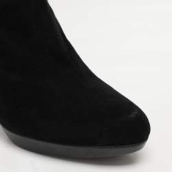 Stuart Weitzman Black Faux Suede and Stretch Fabric Knee Length Boots Size 35.5