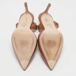 Pre Owned Stuart Weitzman Brown Leather Ryder Slingback Pumps Size 38