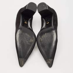 Stuart Weitzman Black Suede Pointed Toe Block Heel Pumps Size 39.5