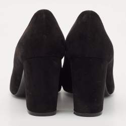 Stuart Weitzman Black Suede Pointed Toe Block Heel Pumps Size 39.5