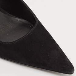Stuart Weitzman Black Suede Pointed Toe Block Heel Pumps Size 39.5