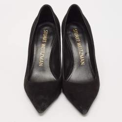 Stuart Weitzman Black Suede Pointed Toe Block Heel Pumps Size 39.5