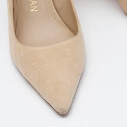 Stuart Weitzman Beige Suede Block Heel Pointed Pumps Size 39.5