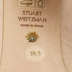 Stuart Weitzman Beige Suede Block Heel Pointed Pumps Size 39.5