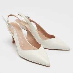 Stuart Weitzman White Leather Edith Slingback Pumps Size 36